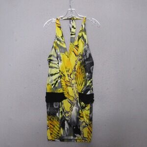 Vintage Cache Dress Small Halter Mini Y2K 90s Party Clubwear Faux Wrap Made‎ USA
